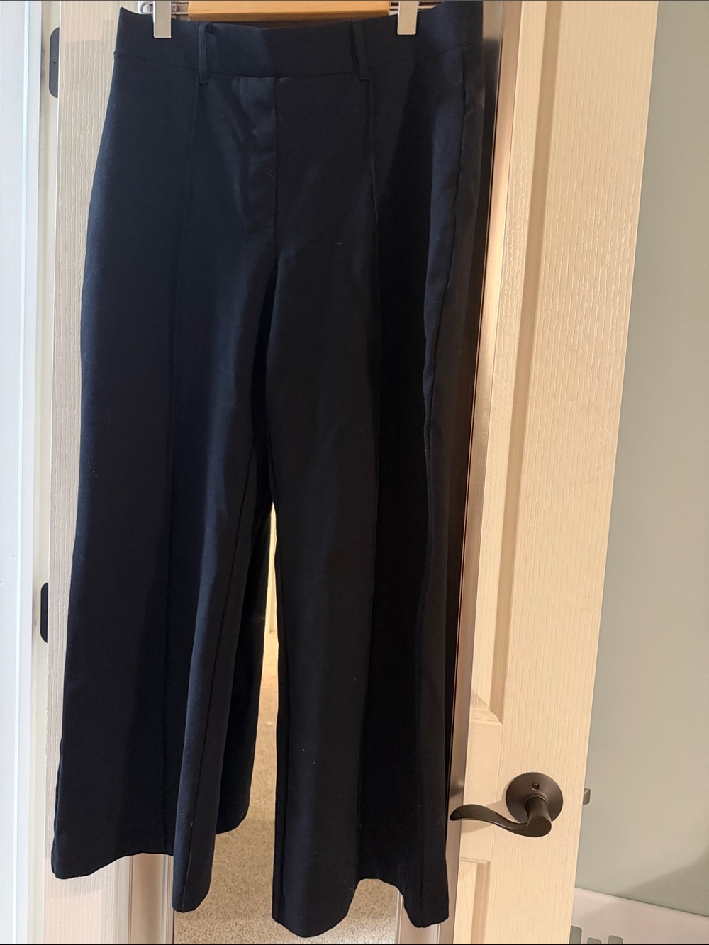 Quince Ultra Stretch Ponte Flare Leg Black Dress Pants